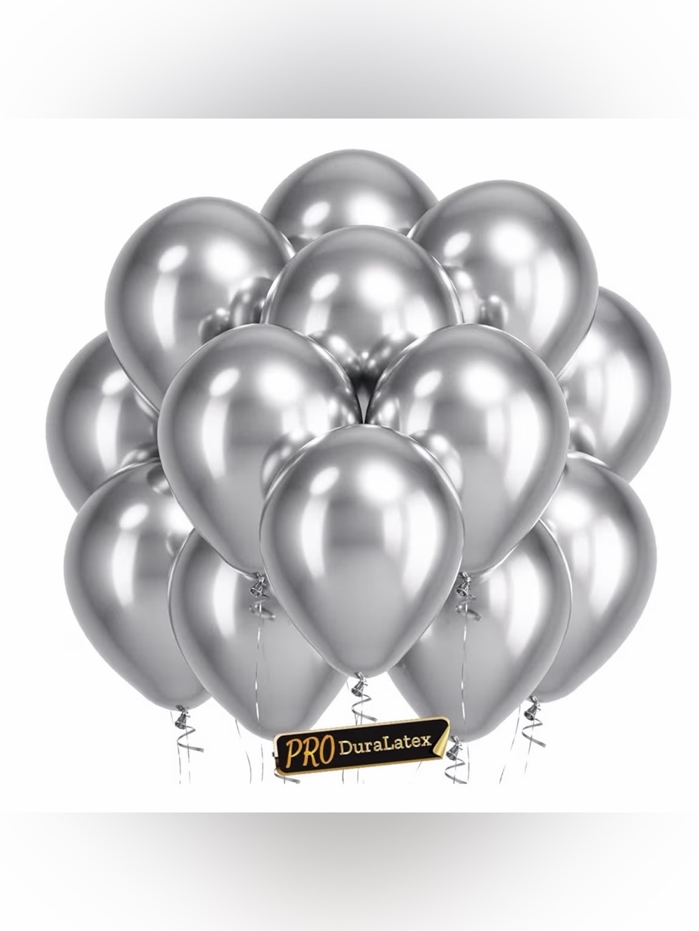 100~Pro Duralatex Metallic Silver Balloons 12 inch Extra-Thick Silver Balloons